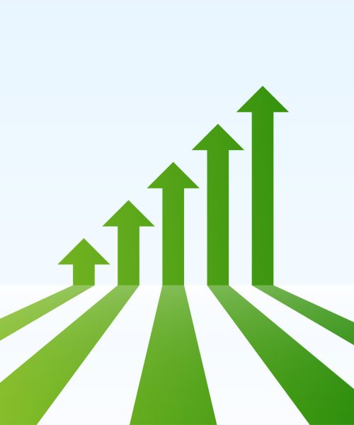 corporate green business arrow showing upward trend Rising Up